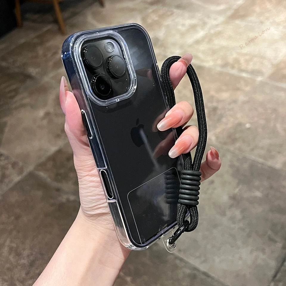 Magnetic Transparent Shockproof Wrist Strap Phone Case with Magsafe Charging Compatibility