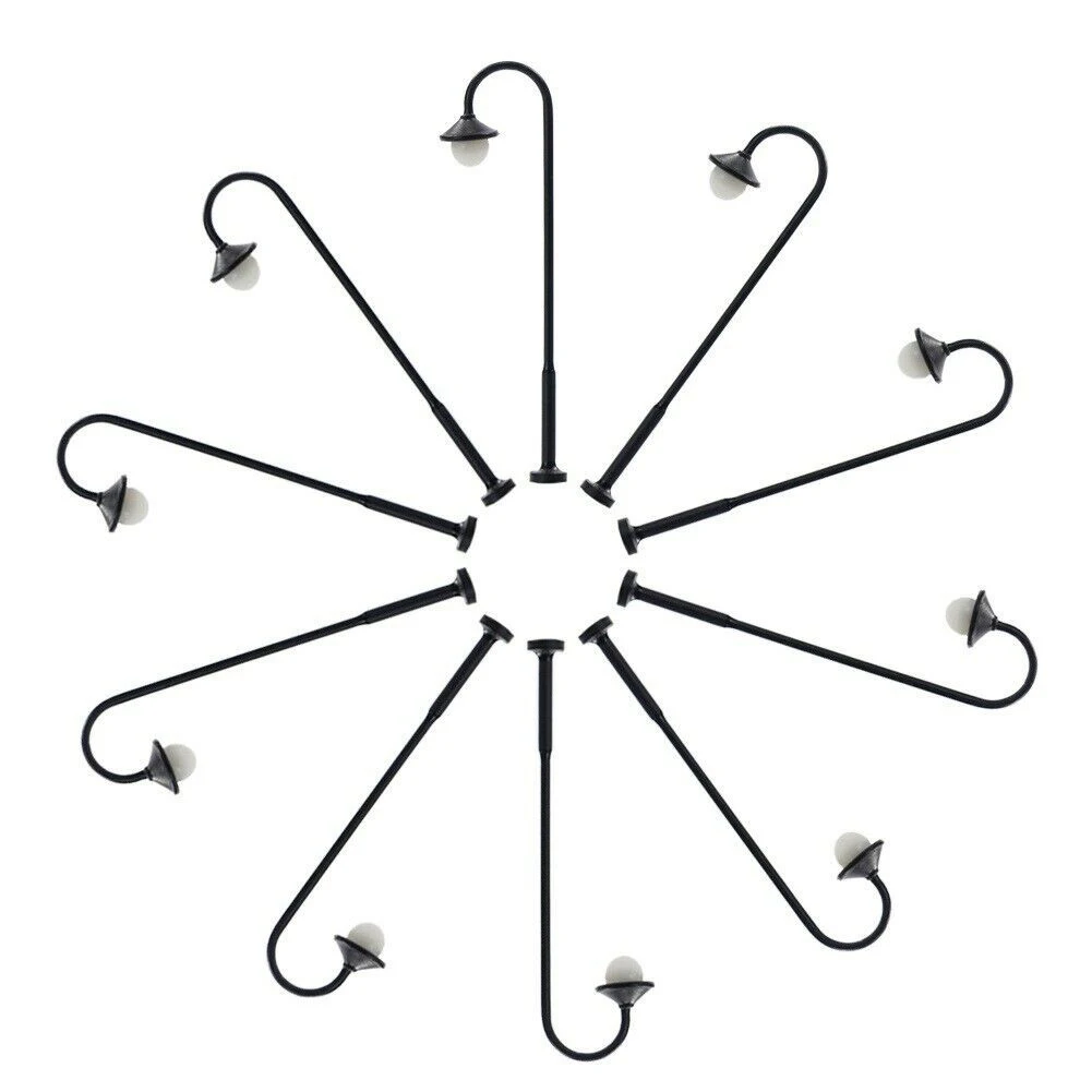 

Model Lights Complete Lamps Black Model Railway Led Street Lights With Wires And LEDs 10 Lamps 10 Resistors 12V~18V