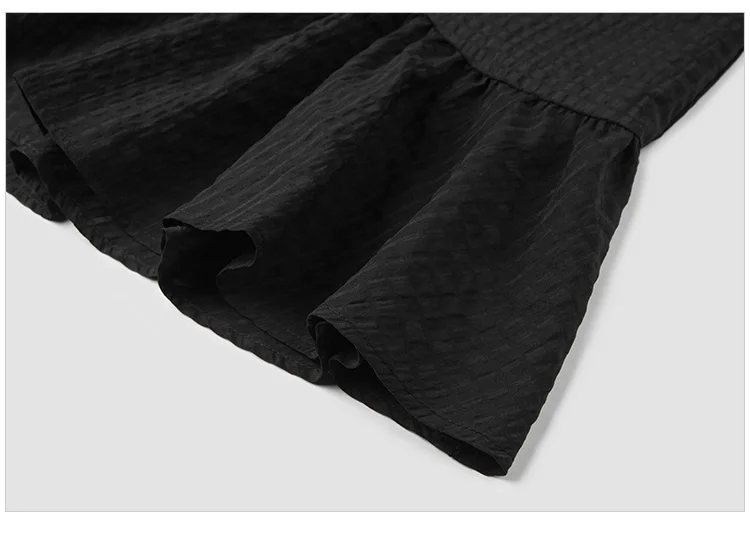 Vestido negro corto con bloques de color para mujer, elegante y de verano, con textura suave y dobladillo de sirena divertido, falda corta.