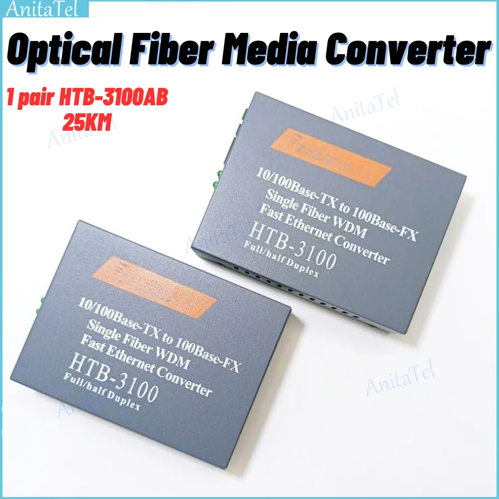 Htb-3100Ab Convertitore Multimediale In Fibra Ottica Sc 10/100M Monomodale Singolo Ricetrasmettitore In Fibra Da 25Km Convertitore Multimediale In Fib