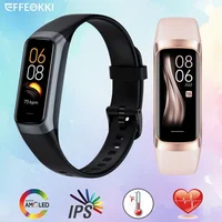 Slim Smart Watch Men Women Smart Bracelet Wristband 1.1 Inch Amoled Heart Rate Waterproof Body Temperature Fitness Tracker Band 1