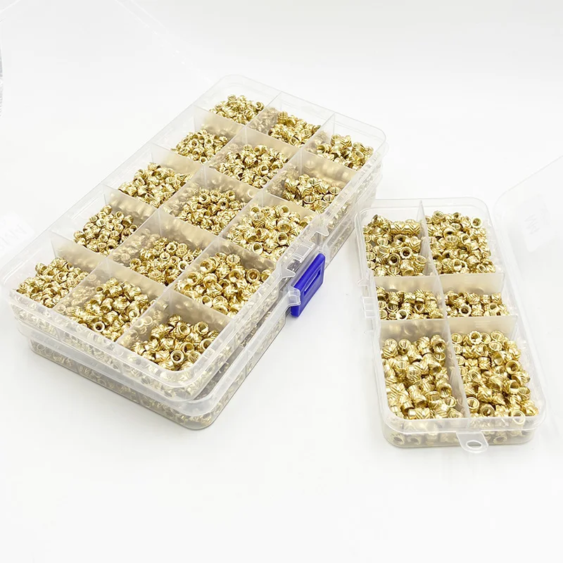 M2M3M4 M5M6 Female Thread Knurled Threaded Embedment Hot Melt Insert Brass Nuts Assortment Kit for 3D Printing Injection Molding