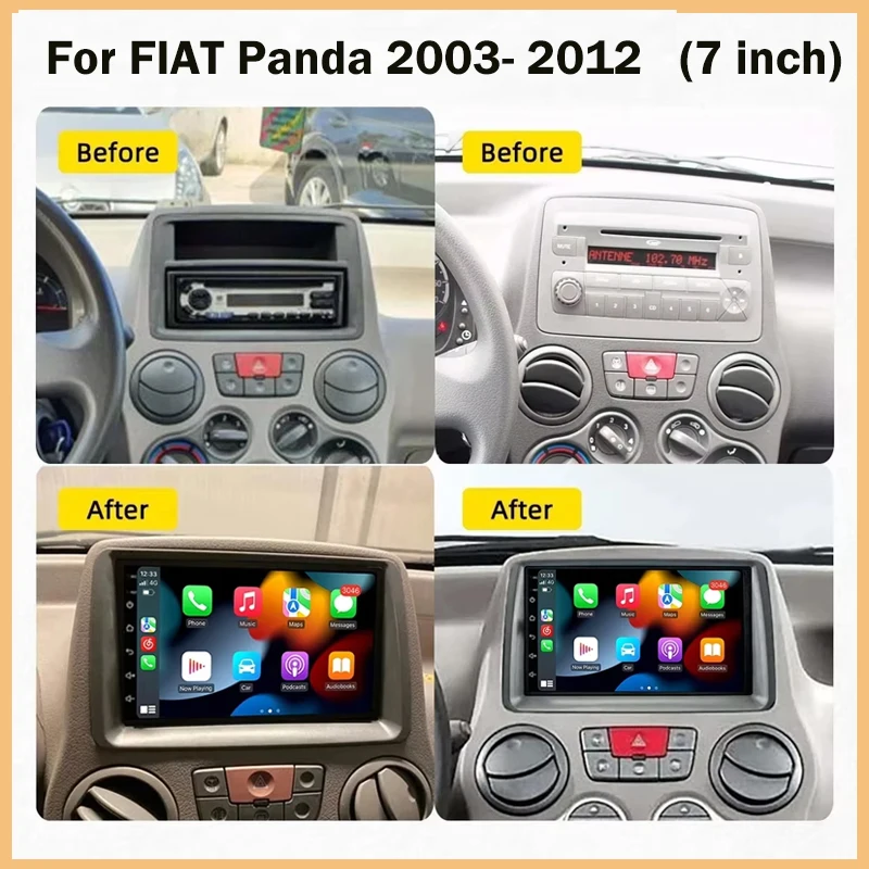 Autoradio , 7 Inch Touchscreen met Wifi , Draadloze GPS navigatie voor Android 12 , Vervanging voor Panda 2003 Tot 2012 ( 1610230050511