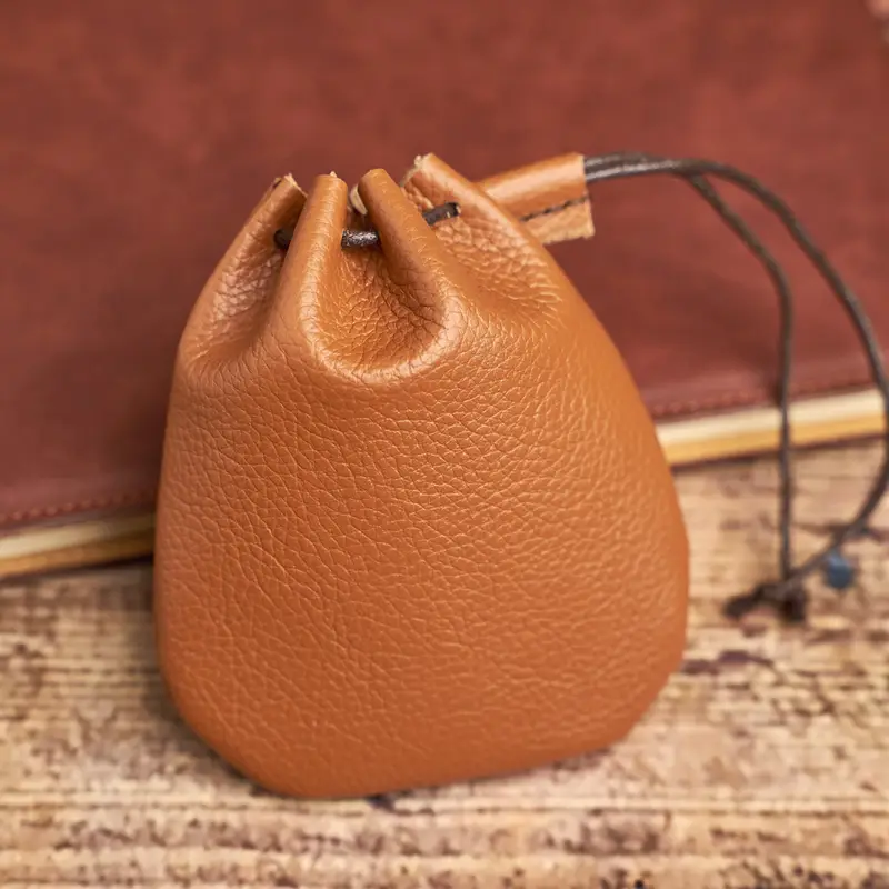 Vintage Coin Purse Men Women Genuine Leather Casual Small Coin Wallet Hard Leather Money Pocket Drawstring Storage Bag NUPUGOO - Image 5