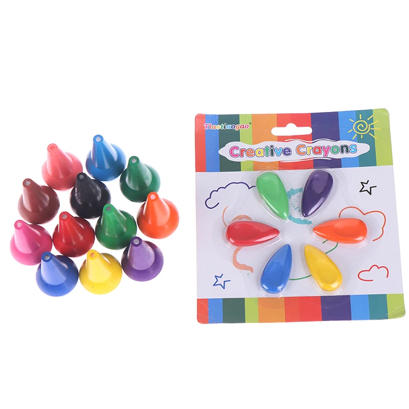 Non-toxic Children's Safety Color Crayon 12Pcs colored crayons children painting supplies Baby 3D Finger Art Supplies Kindergarten Easy to Erase Educational Kid Stationery