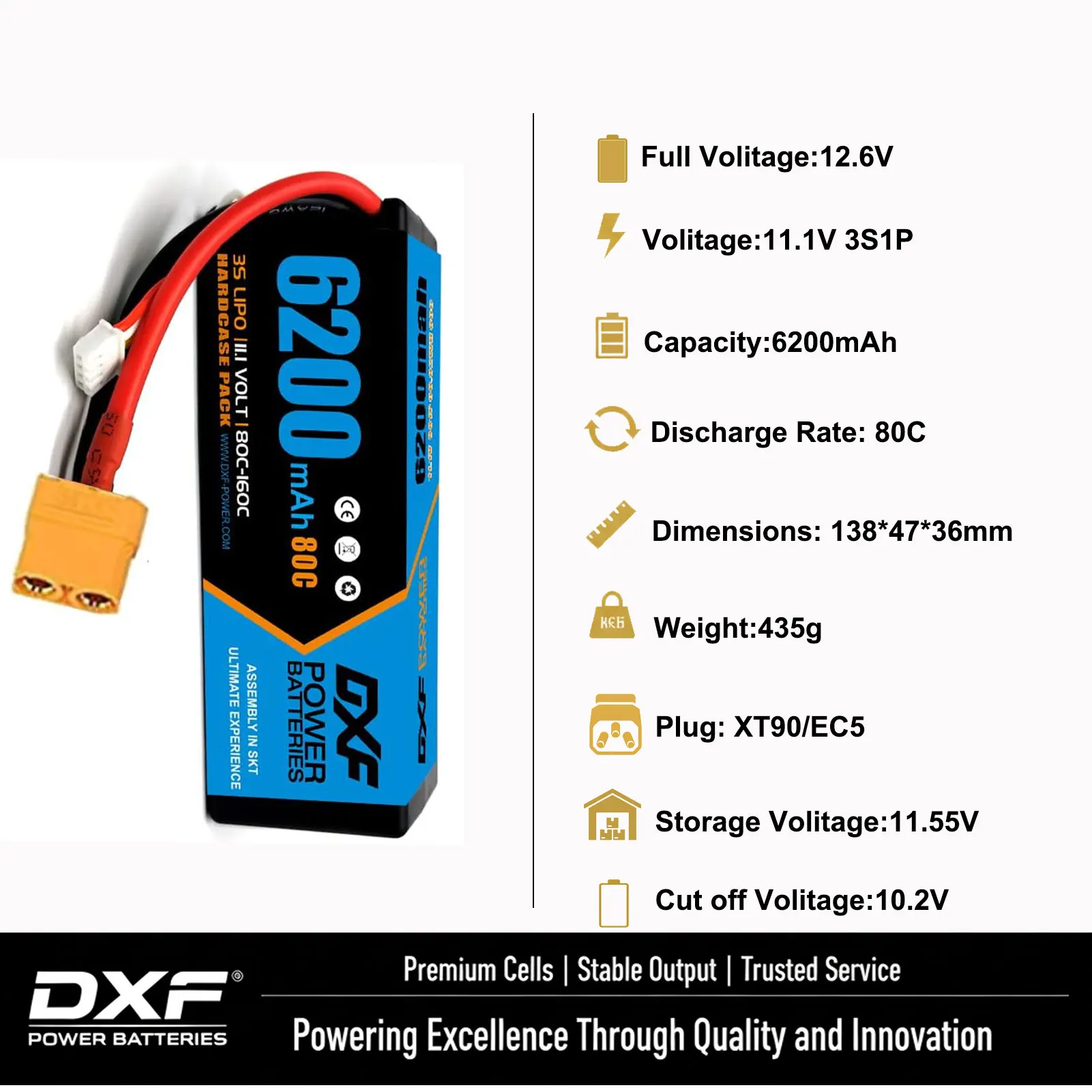 Power Hobby Batteria LiPo 2S 7.6V HV 9000mAh 120C Con Spina A T | Grafene