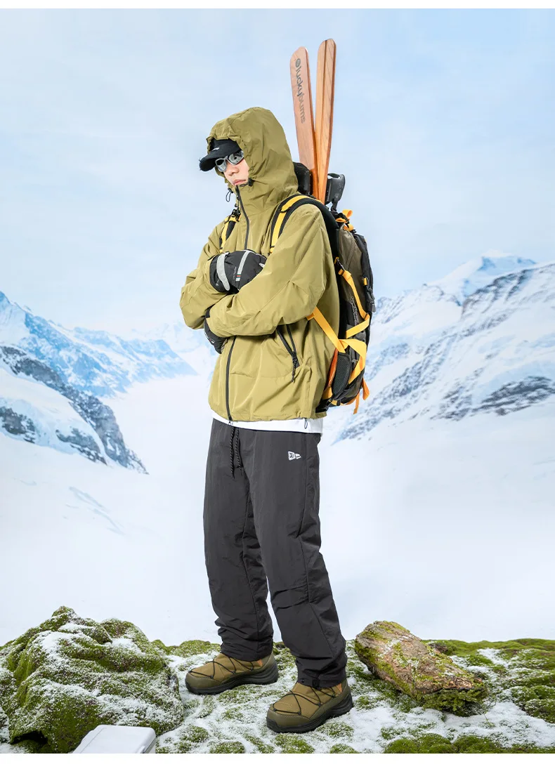 3D-Plissee-Außenhose aus wasserdichter Baumwolle für Herren, warmer Winter, neue Arbeitskleidung, Freizeithose, verdickte warme Outdoor-Wanderhose – Detail 16