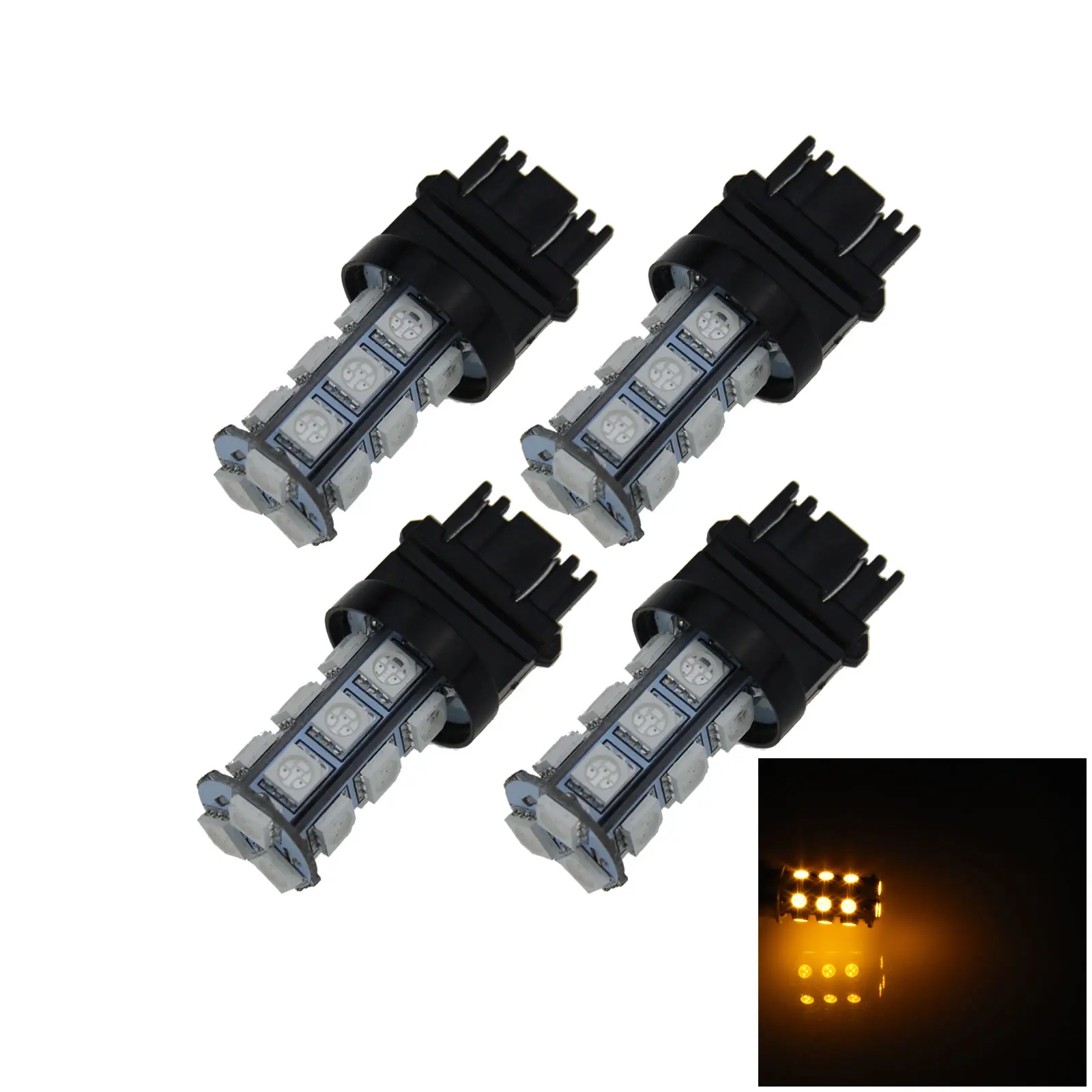 

4 шт., желтые автомобильные тормозные лампы 3157, Задний сигнал поворота, фонарь 5050, внешний свет 3057