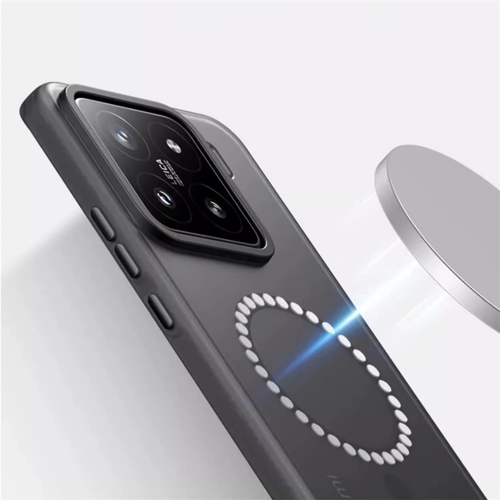 Luxury Matte Shockproof Magnetic Wireless Charging Translucent Phone Case
