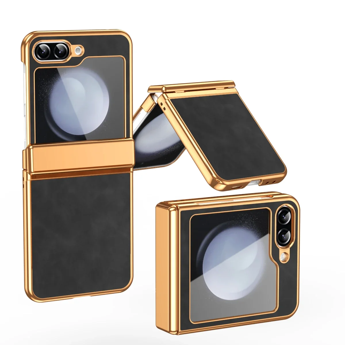 Elegant Leather Folding Phone Case with Shockproof Shell Protection