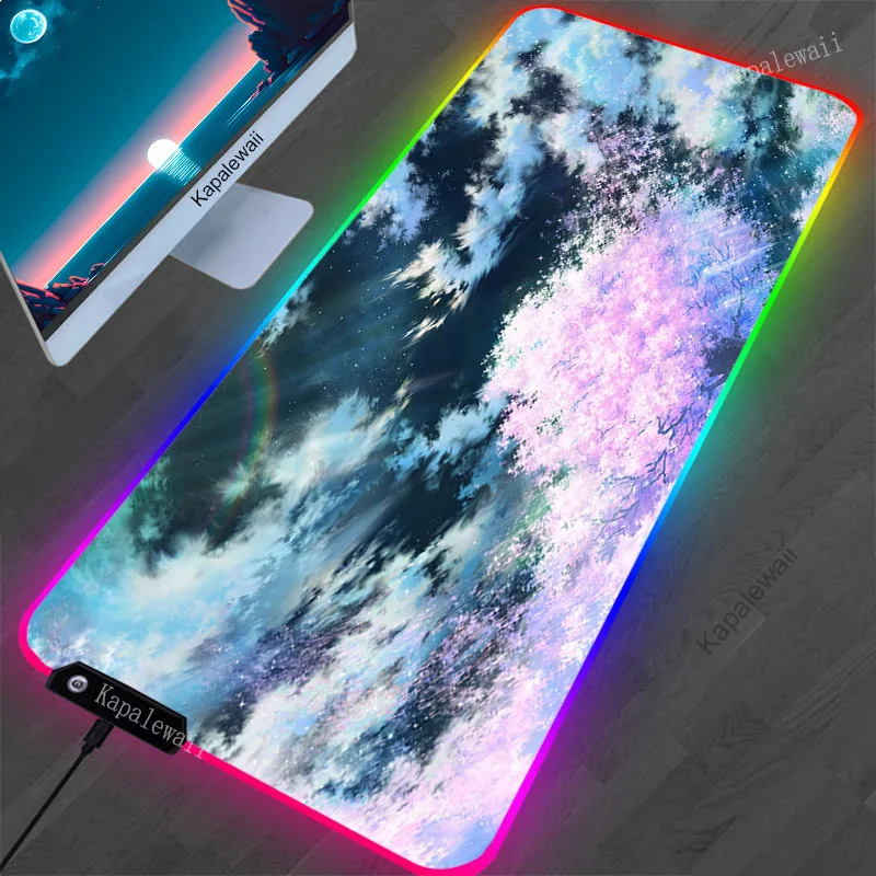 

Space Large RGB Mouse Pad Gaming Mousepad LED Mouse Mat Gamer Mousemats Table Pads Long PC Desk Mat RGB Keyboard Mat XXL 90x40cm