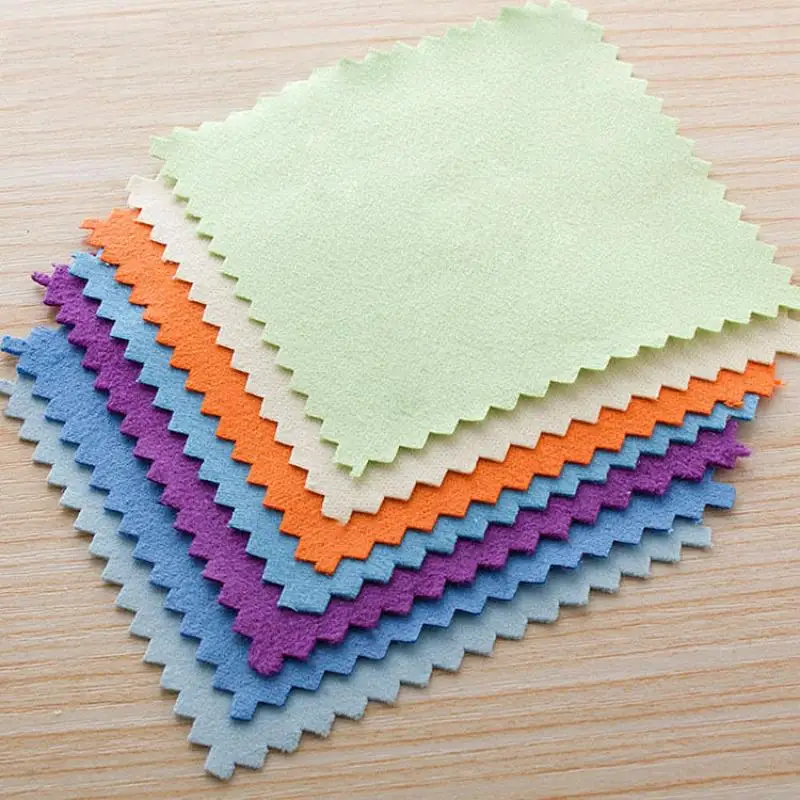 10pcs 8x8cm Silver Jewelry Polishing Cleaning Wiping Cloth Soft Clean Bags Individual Packing Microfiber Suede