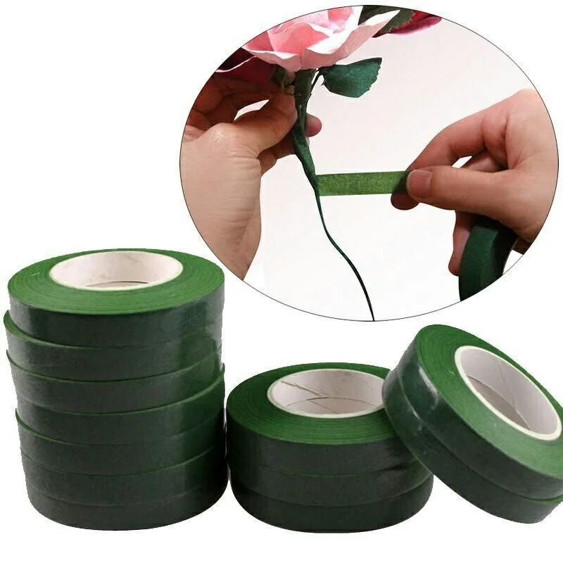 Green Flower Stamen Stem Tape Wire DIY Floral Rose Wrap Buttonhole