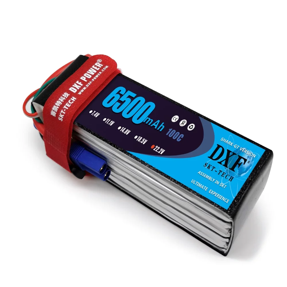 

DXF 6500MAH 100C 22.2V 6S Lipo Battery XT60 /EC5 Plug for RC Drone