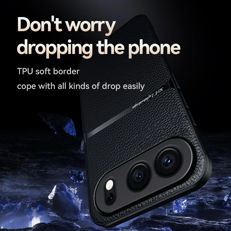 Premium Luxury Magnetic Leather Car Holder Case - Silicone Protective Back Cover