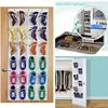 24 Grids Wall-mounted Sundries Shoe Organiser Fabric Closet Bag Storage Rack Mesh Pocket Clear Hanging Over The Door Cloth Box 3
