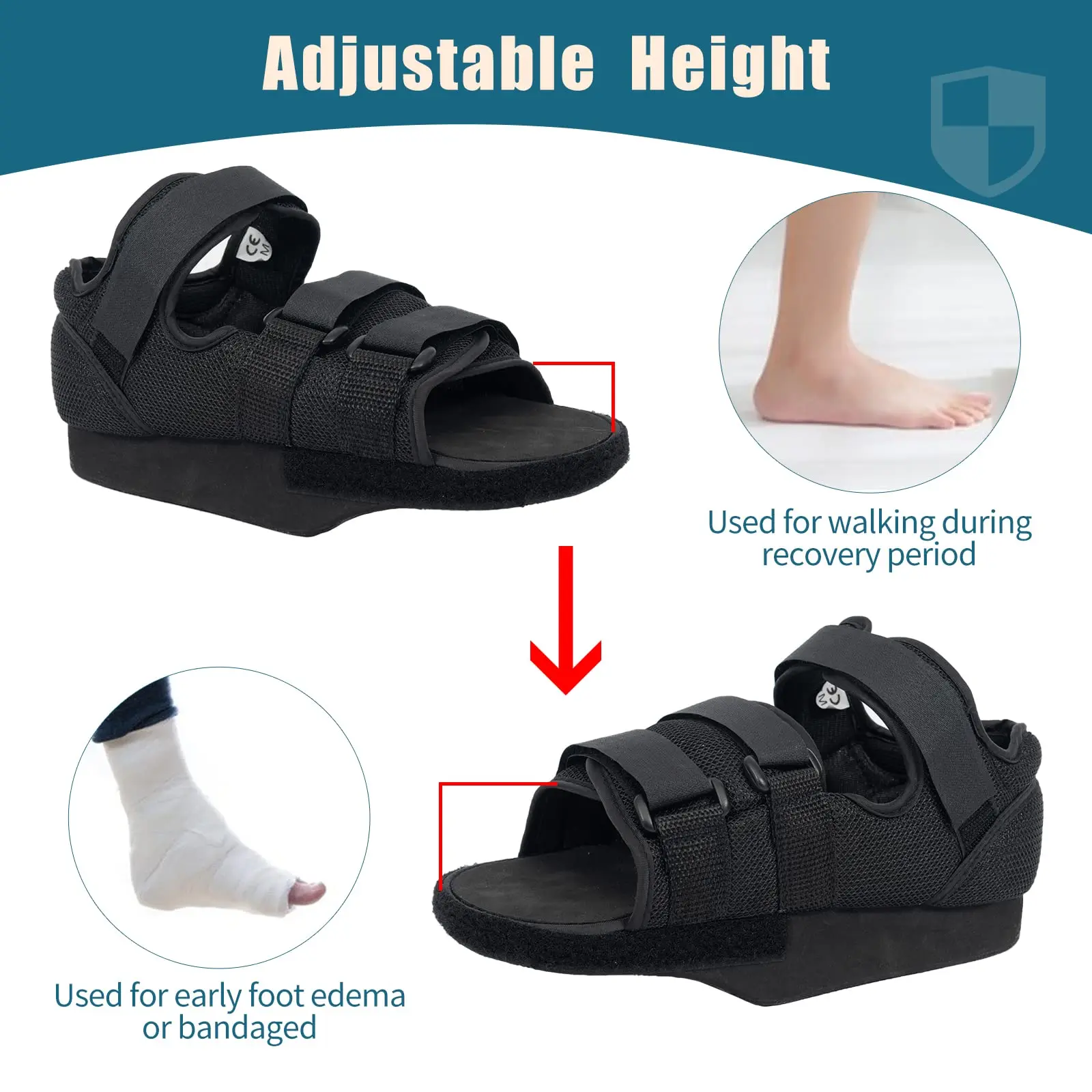 Closed Toe Forefoot Offloading Post Op Shoe Medical Non Weight Bearing Shoe for Broken Toe, Stress Fracture, Bunion, Hammer Toe 4
