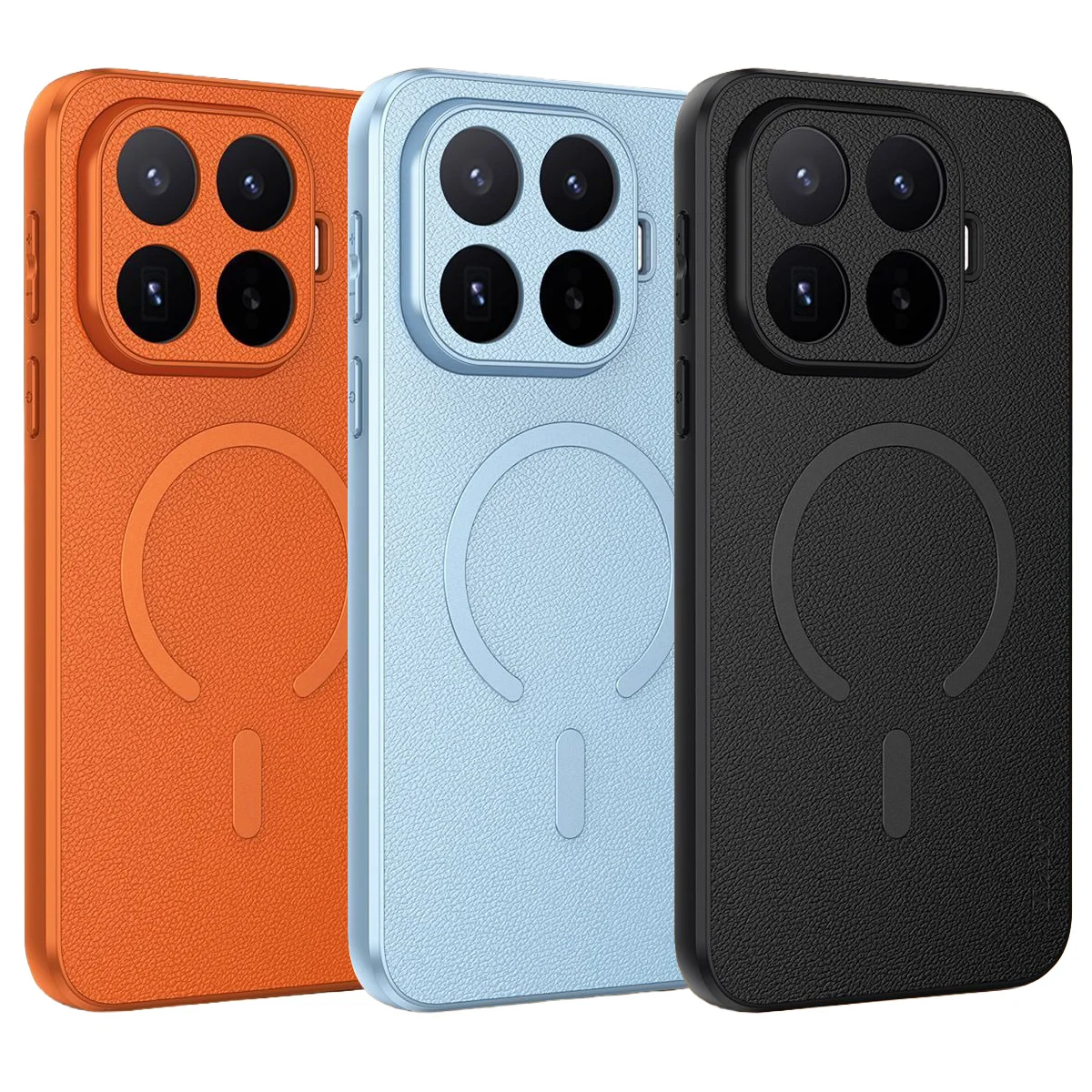 Luxury PU Leather Magnetic Back Cover with Wireless Charging Capability