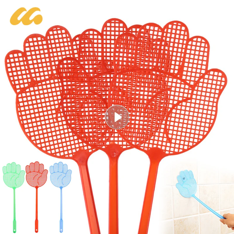 Flyswatter Long Handle Cute Palm Shaped Fly Swatters Mosquito Pest Control Insect Killer Home Plastic Flies Pat Flapper Kitchen
