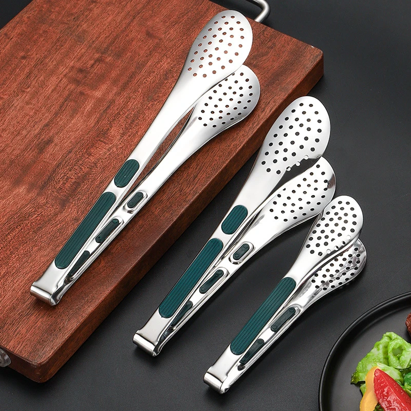 1PC Stainless Steel Food Tongs BBQ Meat Salad Bread Clip Barbecue Grill Non-Slip Clamp Cooking Tools Kitchen Accessories