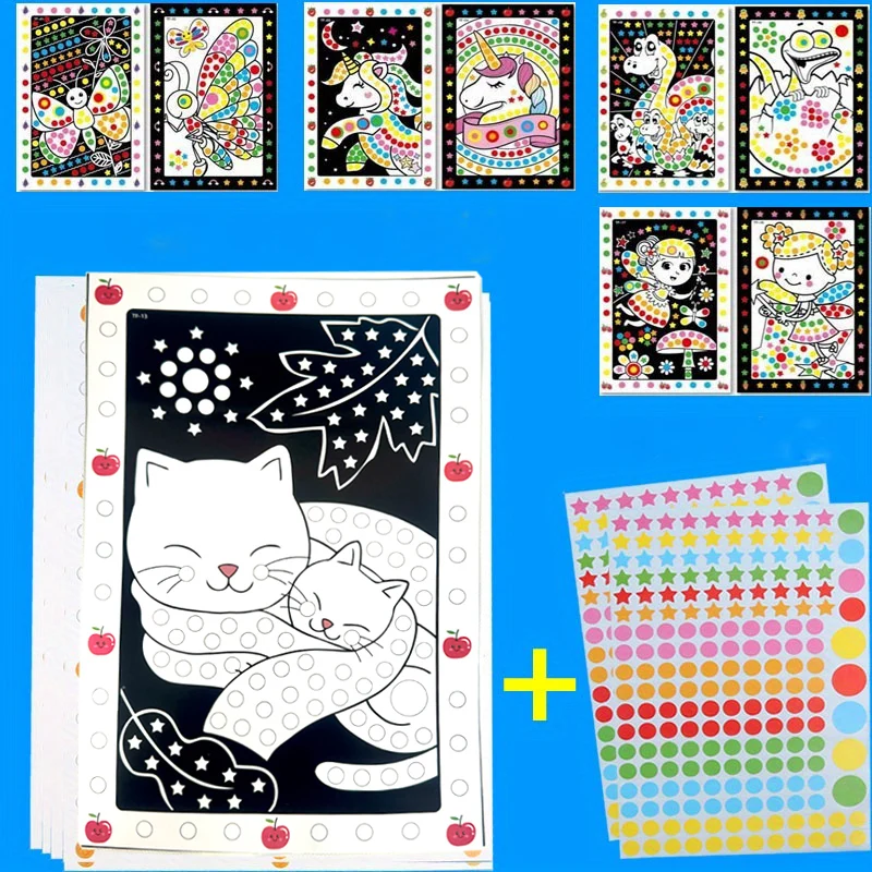 10 Sheets/Lot Funny Puzzle Dot Stickers For Kids Cute Cartoon Animal Drawing Mosaic Sticker Children Early Educational Patience 4