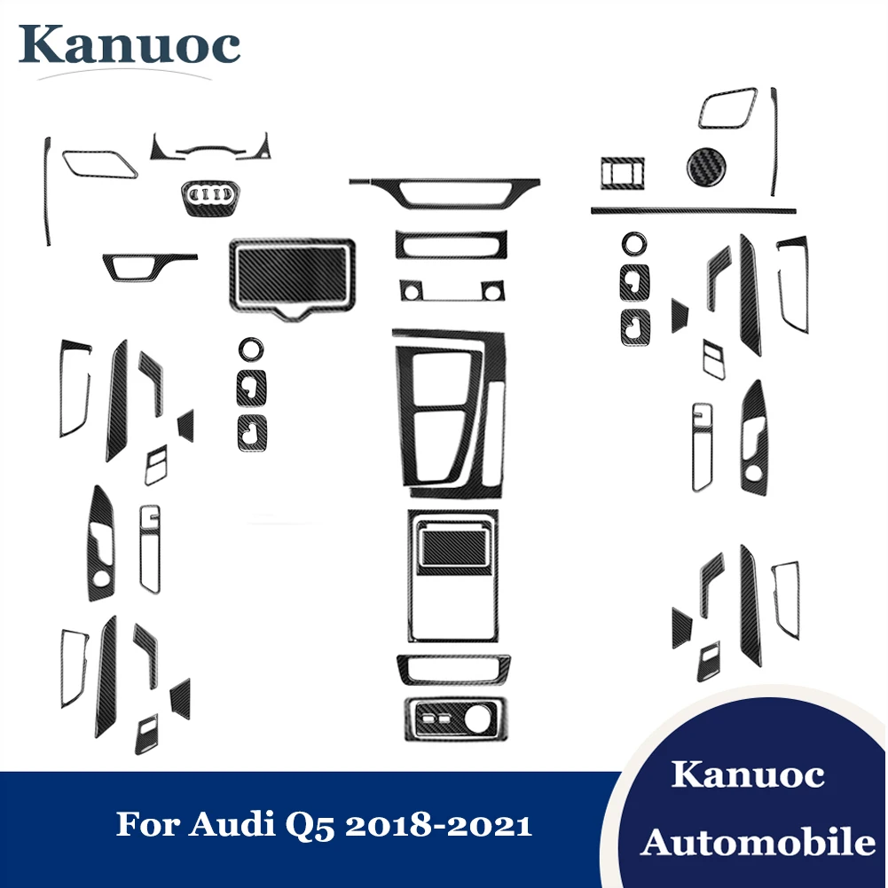 

Black Car Stickers For Audi Q5 2018 2019 2020 2021 Carbon Fiber Cover Trim Auto Decorative Accessories Interior Mouldings