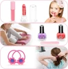 Portable DIY Kid Make Up Toy Beauty Safe Easy Remove Wash Cosmetic Nail Polish Palette Set Case Girl Pretend Gift for Toddler 6