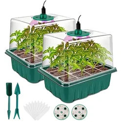 Hydroponic Seed Starter Kit with LED Grow Light and Adjustable Humidity Dome (Green)