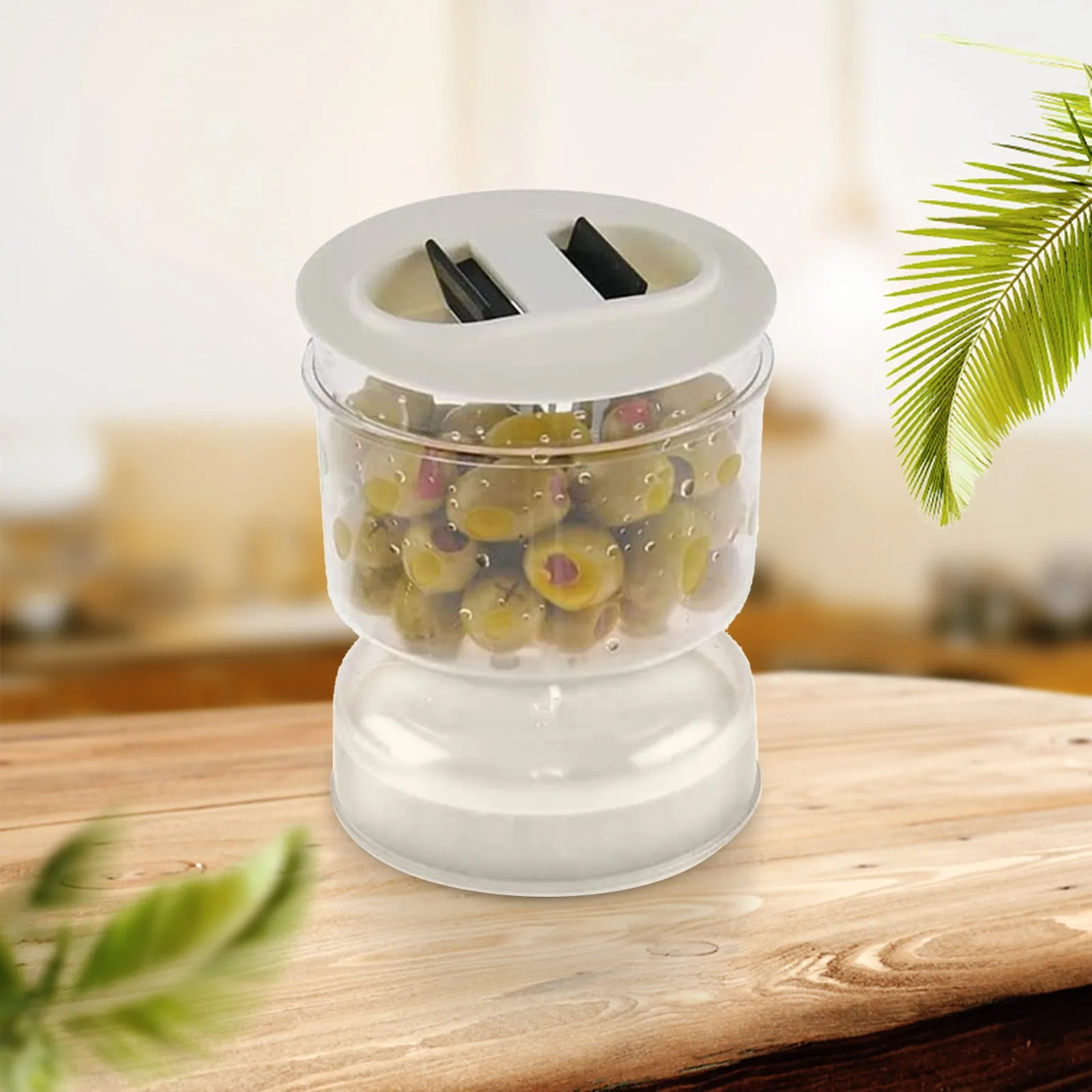 Pickle Jar Hourglass Design Olives Container Dry And Wet Separate Food