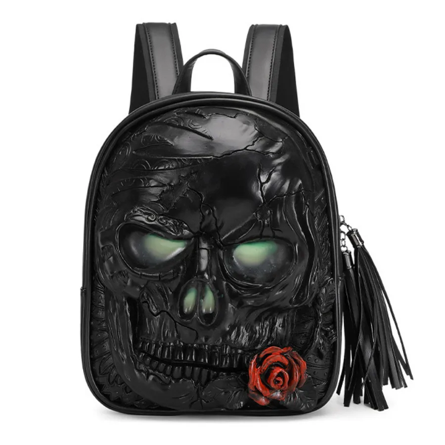

Fashion 3D Skull PU Leather Backpacks Men Women Travel Leisure Backpack Casual Book Daypack Schoolbag Teenager Boy Girl Gift Bag