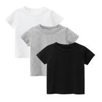 T shirt For Kids Cotton Short Sleeve Boy T Shirts Girl For Tshirt Solid Color Black White Gray Children's Clothing 2-10 Year 1
