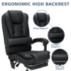 Executive Office Chair Massage High Back Leather Office Chair with Footrest Reclining Computer Desk Chair Lumbar Back Support 5