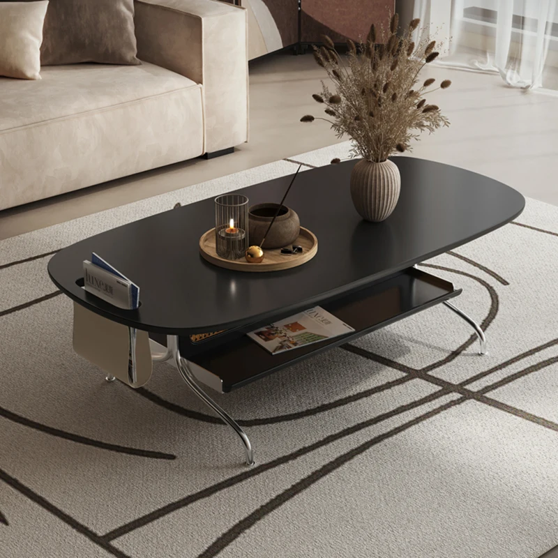 

Designer Luxury Coffee Table Aesthetic Rectangle Minimalist Black Side Table Modern Nordic Couchtisch Living Room Furnitures