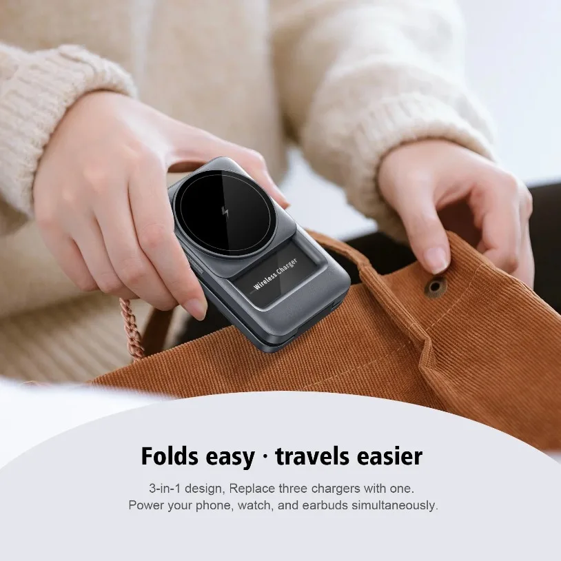 3-in-1 15W Magnetic Wireless Charging Station for iPhone 17 16 15 14 13 12 Apple Watch 11~2 SE AirPods Pro Fast Charging Station