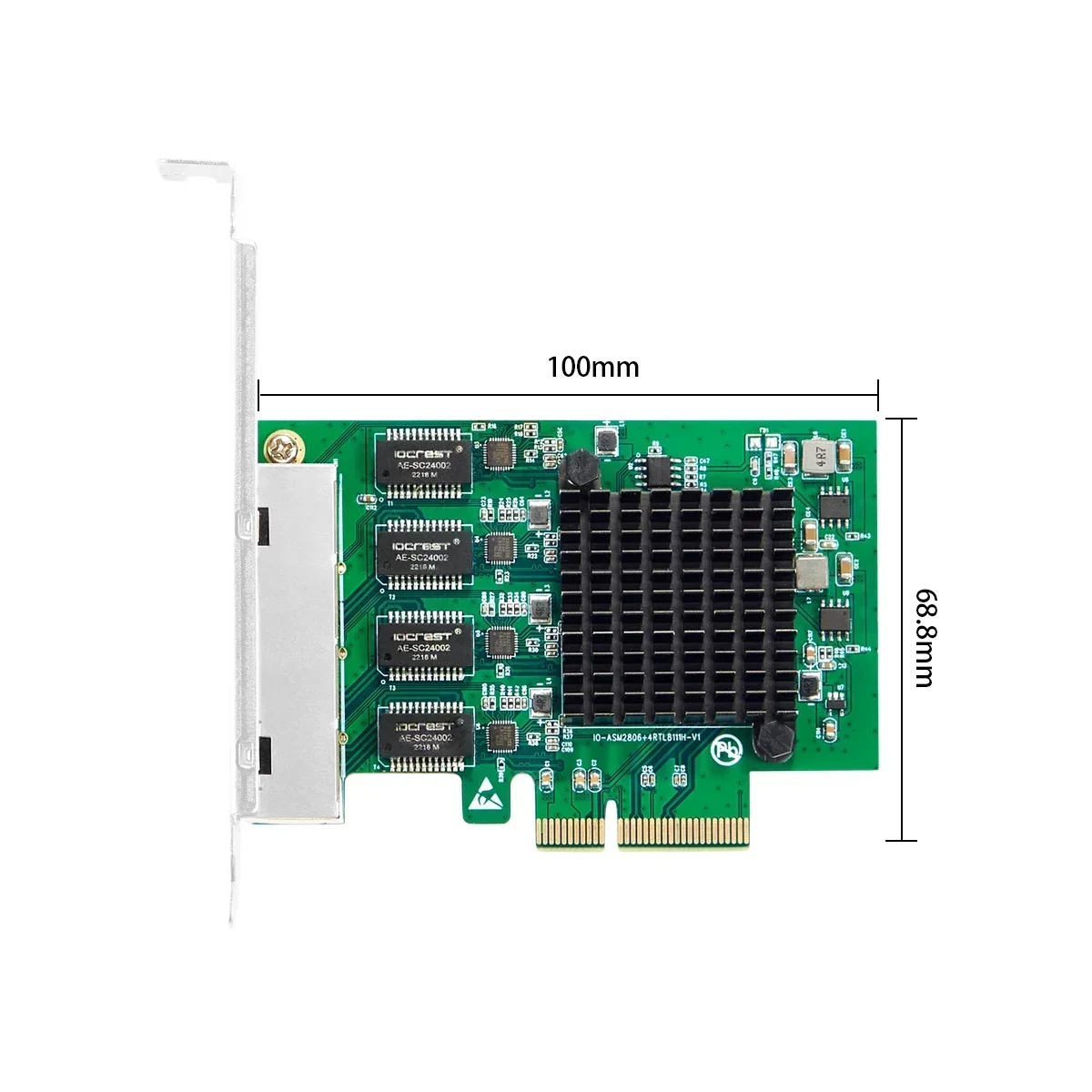 IOCREST PCIe x4 4포트 기가비트 이더넷 컨트롤러 카드 1000Mbps NIC Realtek RTL8111H 칩은 Lenovo 소형 케이스용으로 설계되었습니다.