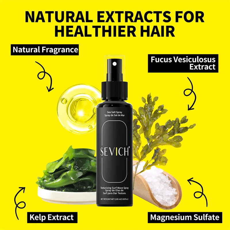 Sea Salt Spray for Men 100ML Lifts Volumizing Spray Dry and Frizzy Hair Treatment Smooth Moisturize Repair Damage Hair Care 4