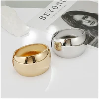 New Arrival Large Size Wide Smooth Alloy Statement Cuff Bracelet Gold Color Hoho Chunky Bangle for Girls Women Fashion Jewelry 2