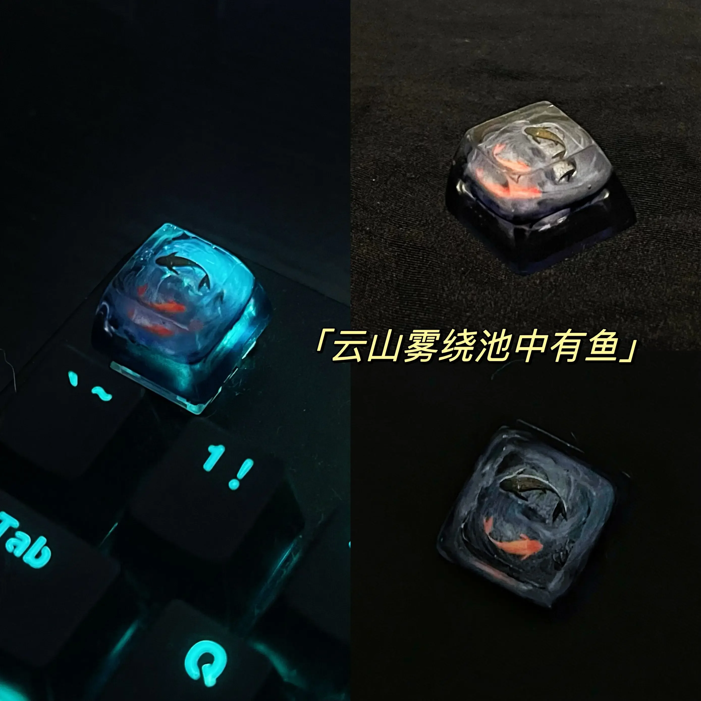Handmade Pond Peixe Artesanal Resina Keycaps Teclas Esc Faça Você Mesmo Teclado Backlit Mecânico Rgb Keycap para Anne Pro Gk64 - Imagem 2