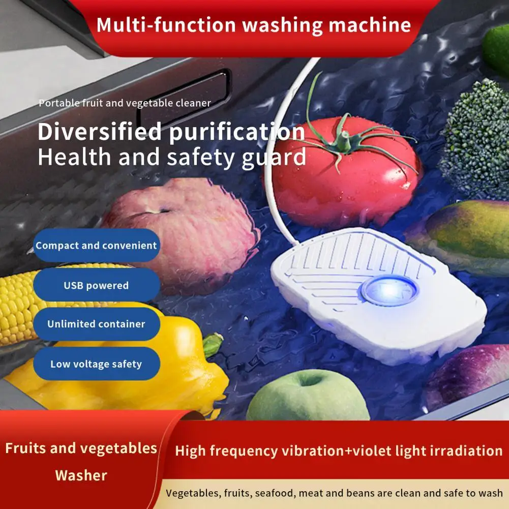 Fruit Vegetable Cleaning Machine, Portable Ultrasonic Washing Machine  Cleaner, USB Wireless Fruit and Vegetable Cleaner, Household Kitchen Food  Purifier for Fruits, Vegetables, Rice, Meat 