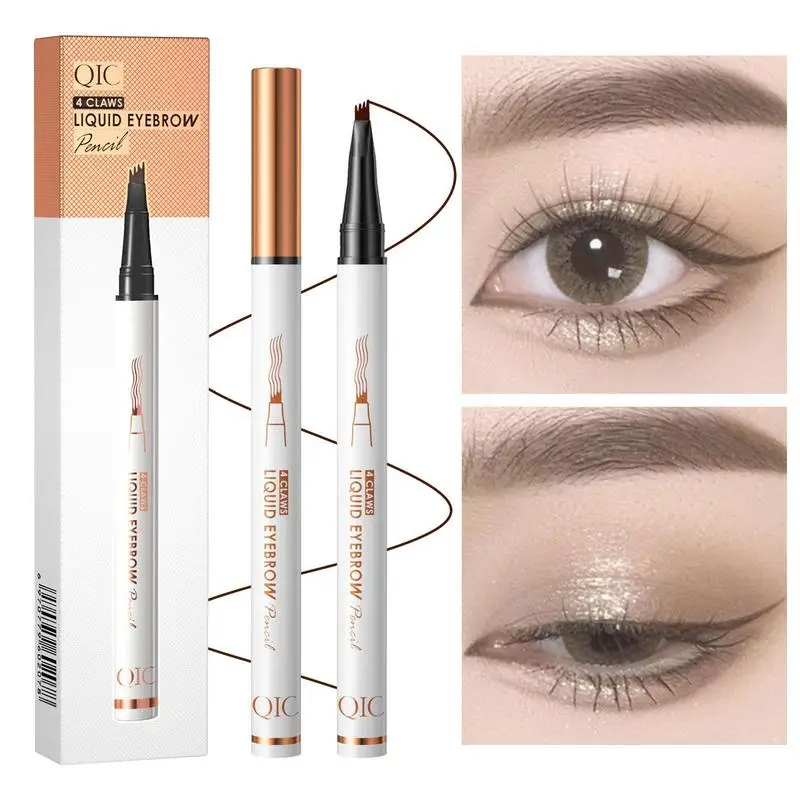 

Водостойкая натуральная ручка для бровей, карандаш для бровей с четырьмя когтями, оттенки для макияжа, карандаш для бровей, коричневая, черная, серая кисть, косметика