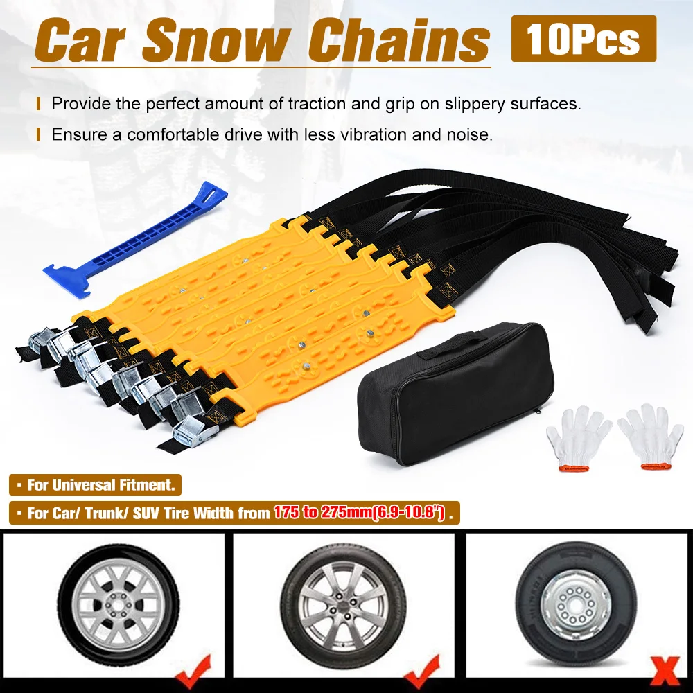 Enhanced Winter Tire Anti-Skid Snow Chains for Cars - Outdoor Emergency Safety Belts