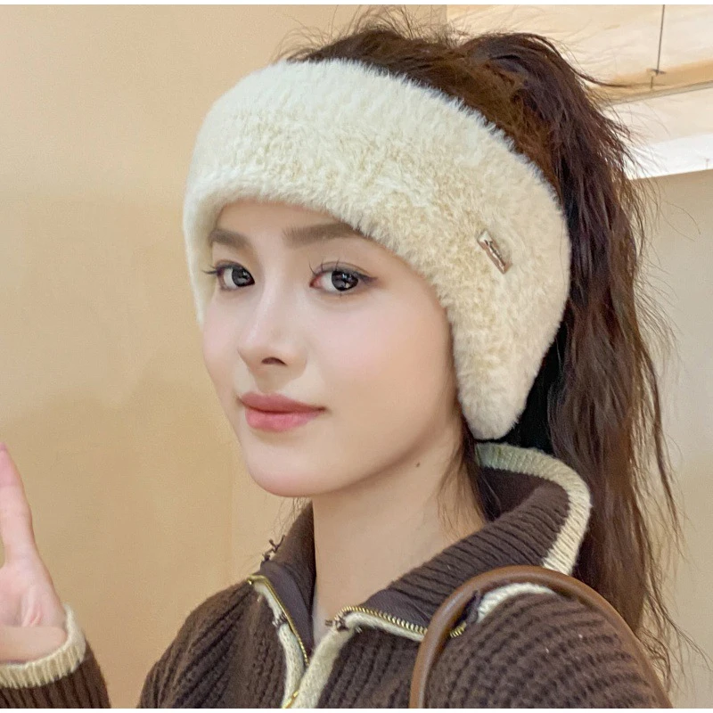 Headband Ear Protection Hat Women's Fall And Winter Hair Band Plush Hat Windproof Warm Ear Protection Hair Accessories