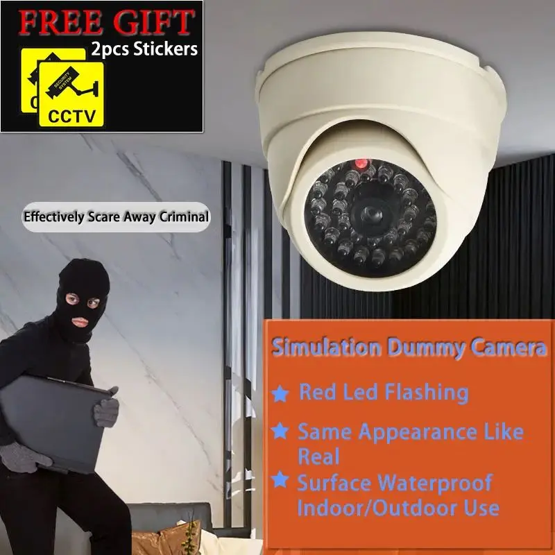 

Fake CCTV Security Wireless Camera New Dummy Conch Camera Red Flashing LED Home Office Surveillance Security System Deter Thief