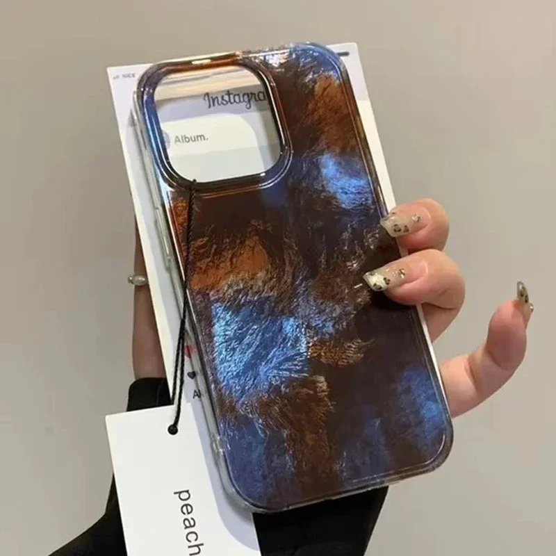 Vortex Pattern Amber Black Brown Blend Silicone Phone Case Cover