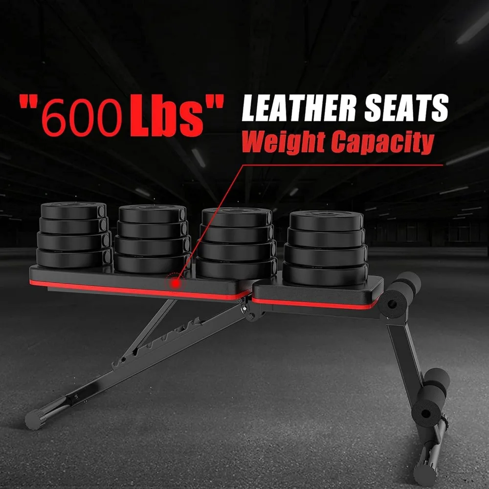 Weight Bench, Adjustable Weight Bench, Strength Training Benches For Full Body Workout & Home Gym with Resistance Bands