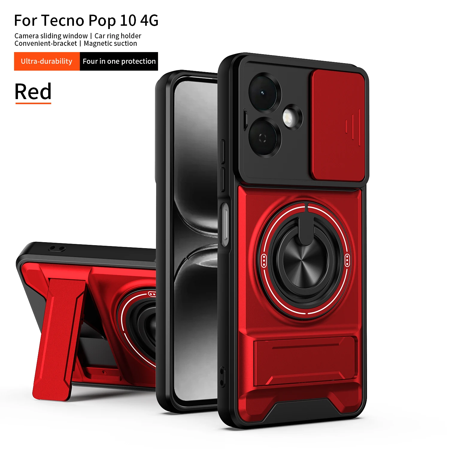 Magnetic Holder Military Armor Case with Camera Protection