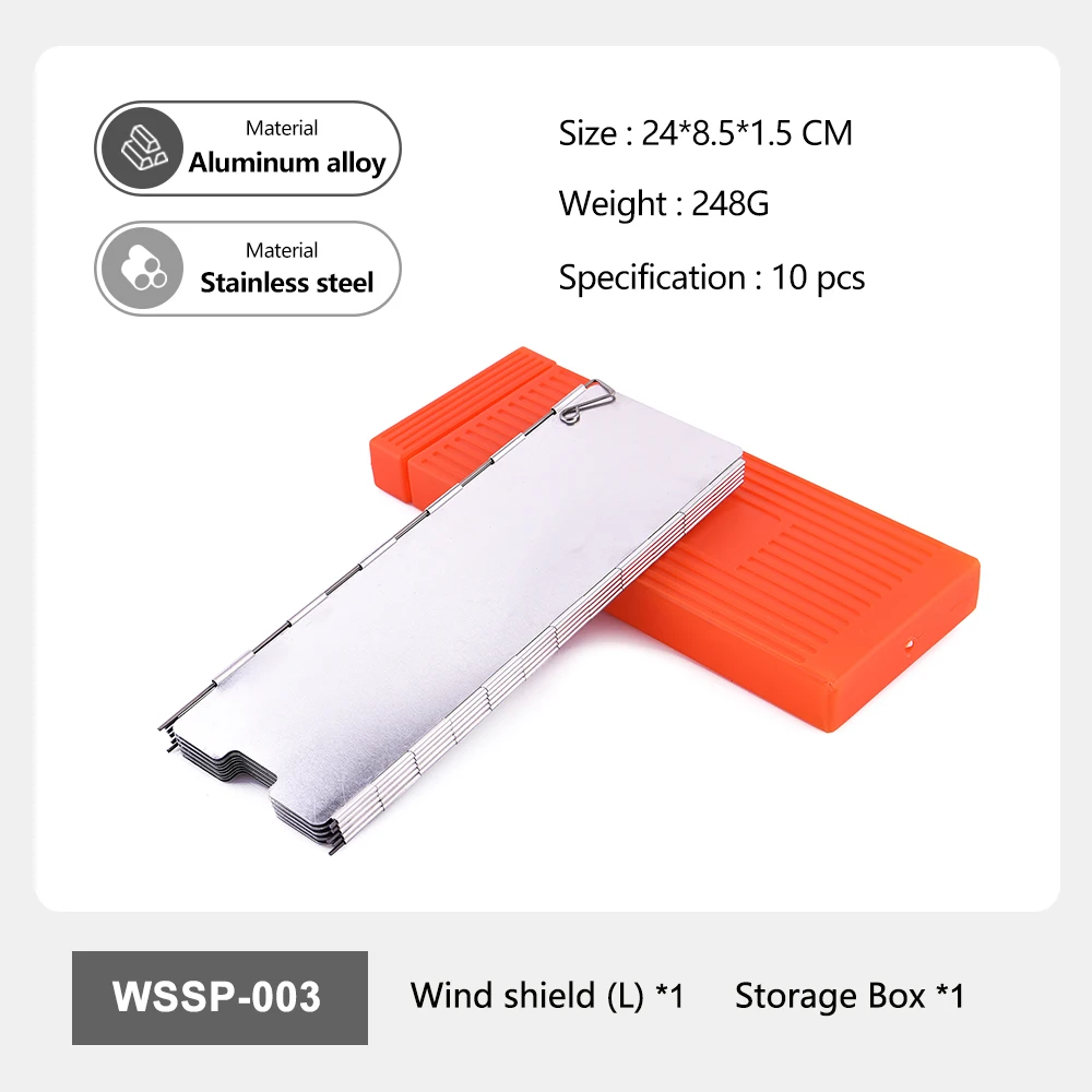 Camping Wind Shield Portable Camping Wind Shield Aluminum Alloy Stainless Steel 9pcs Windproof Stove Screen Storage Box for Outdoor Cooking