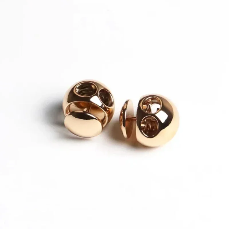 Creative Round Cord Stoppers Gold Color Metal Adjustable 2-hole Lock for Elastic Cord 10pcs Clothing Accessories Detachable Stopper Cord Lock Stopper Cord Stopper Cord Lock Cord End Lock