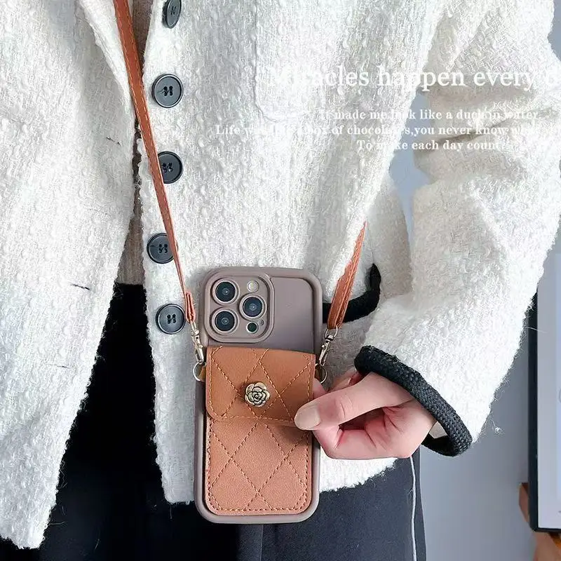 Sleek Crossbody Wallet Card Holder Phone Case with Lanyard