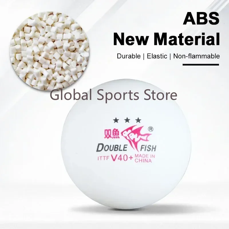 Double Fish 3 Star Table Tennis Balls V40+ Special Ping Pong Balls for WTT ABS New Material Seamed for Competition 6/Pack table tennis balls